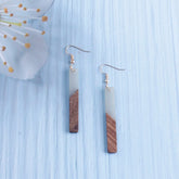Eden Wooden Resin Bar Dangle Drop Earrings
